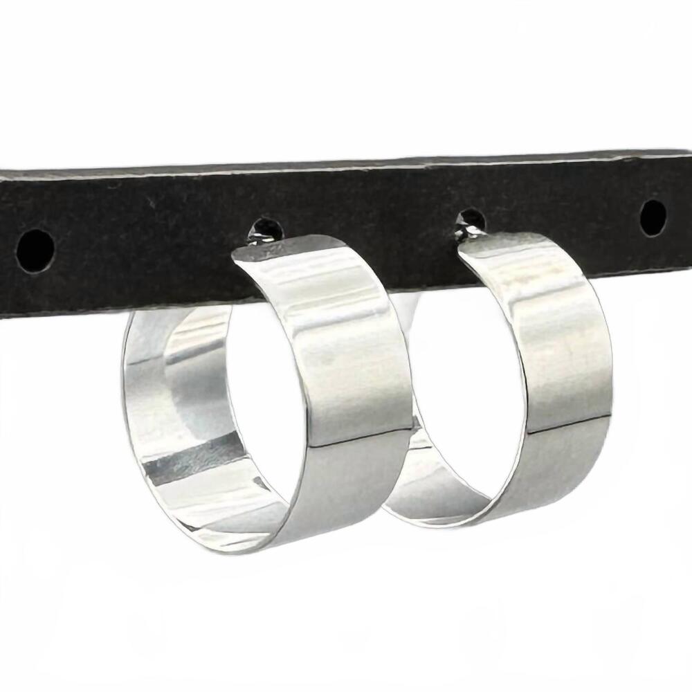 NEW SOMETHING SILVER women's wide french lock hoops earrings in silver